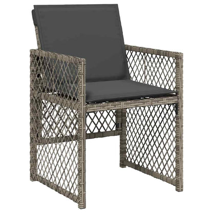 vidaXL 13 Piece Garden Dining Set with Cushions Grey Poly Rattan 4