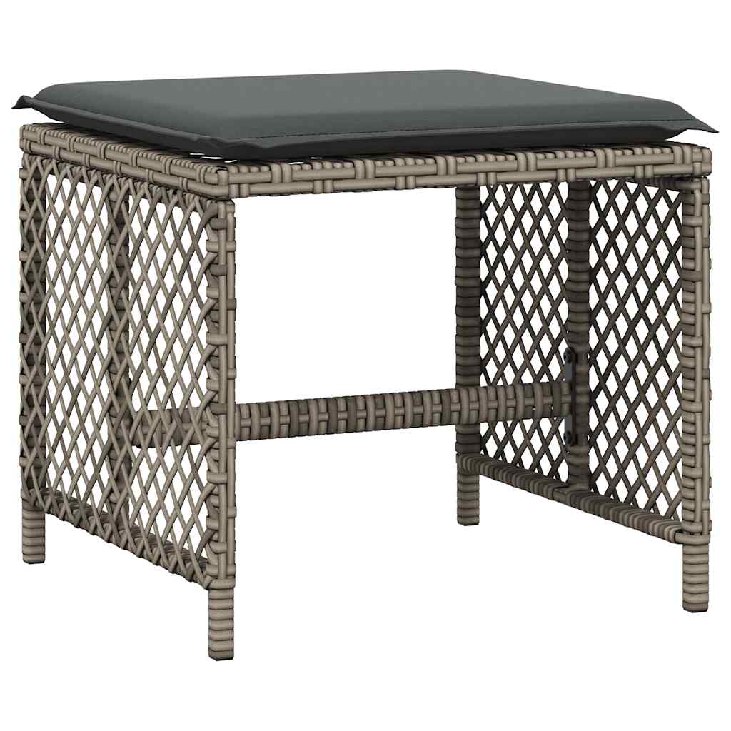 vidaXL 13 Piece Garden Dining Set with Cushions Grey Poly Rattan 5