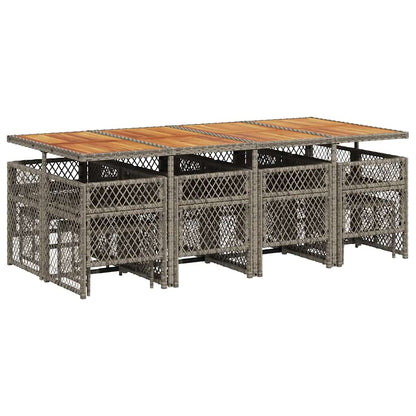 vidaXL 13 Piece Garden Dining Set with Cushions Grey Poly Rattan 6