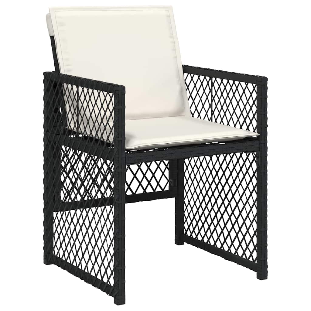 vidaXL 15 Piece Garden Dining Set with Cushions Black Poly Rattan 4