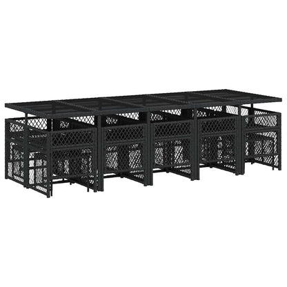 vidaXL 15 Piece Garden Dining Set with Cushions Black Poly Rattan 6