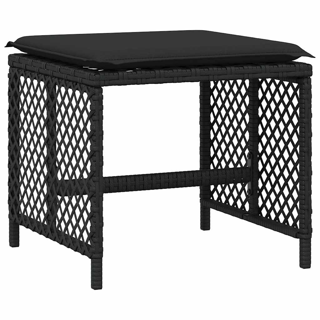 vidaXL 15 Piece Garden Dining Set with Cushions Black Poly Rattan 5