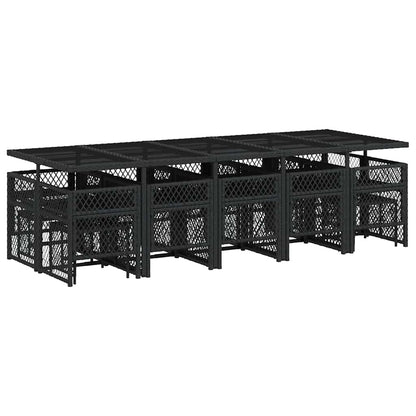 vidaXL 15 Piece Garden Dining Set with Cushions Black Poly Rattan 6