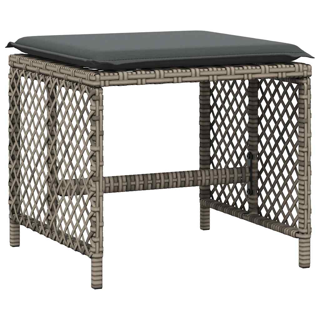 vidaXL 15 Piece Garden Dining Set with Cushions Grey Poly Rattan 5