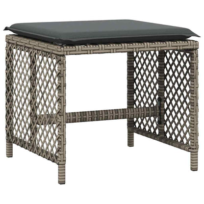 vidaXL 15 Piece Garden Dining Set with Cushions Grey Poly Rattan 5