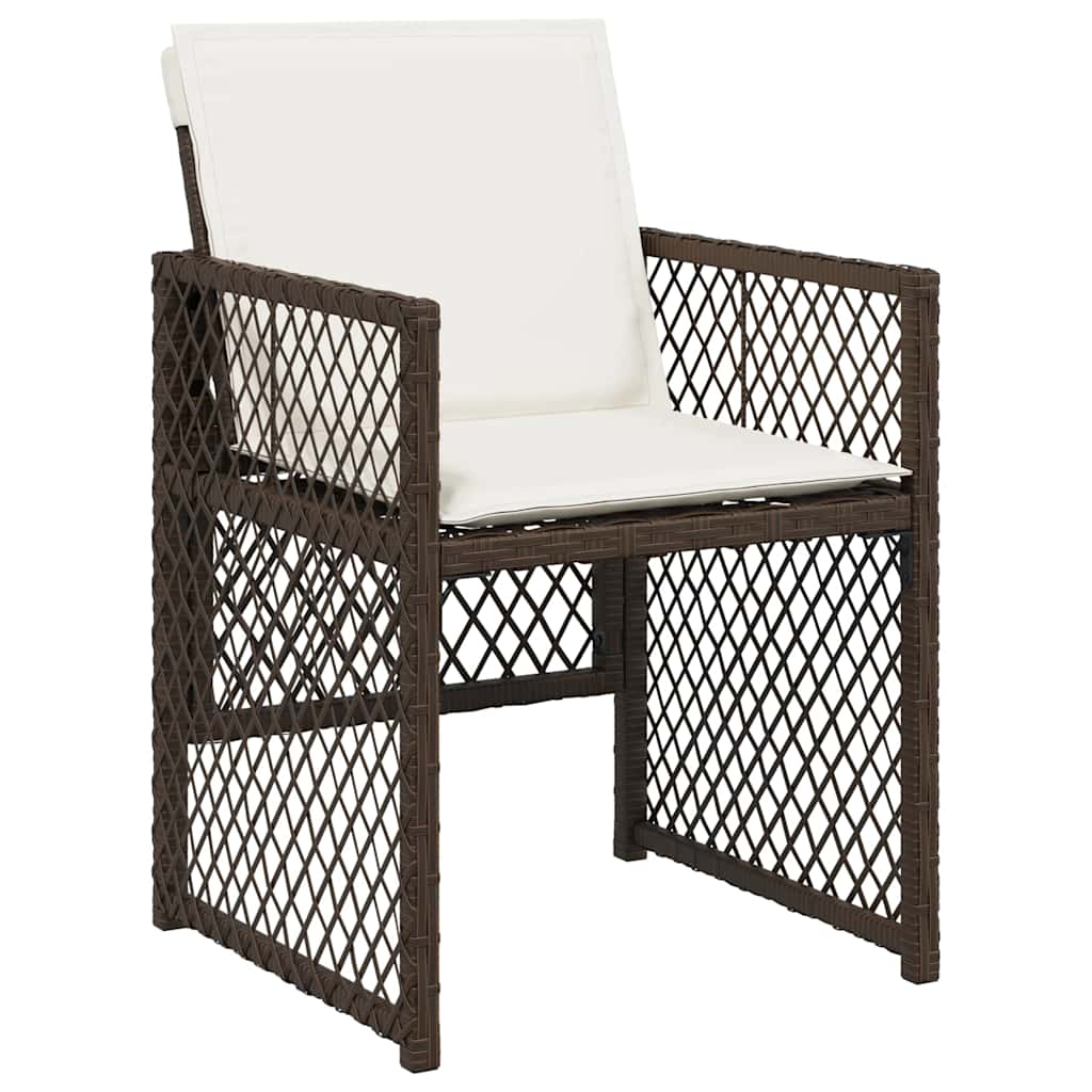 vidaXL 15 Piece Garden Dining Set with Cushions Brown Poly Rattan 4