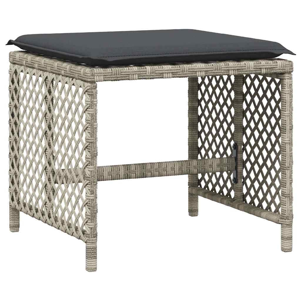 vidaXL 15 Piece Garden Dining Set with Cushions Light Grey Poly Rattan 5
