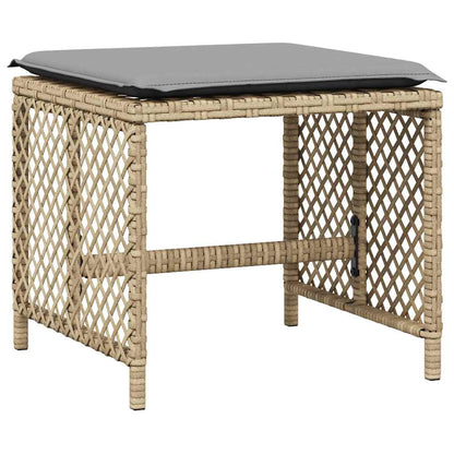 vidaXL 15 Piece Garden Dining Set with Cushions Beige Poly Rattan 5