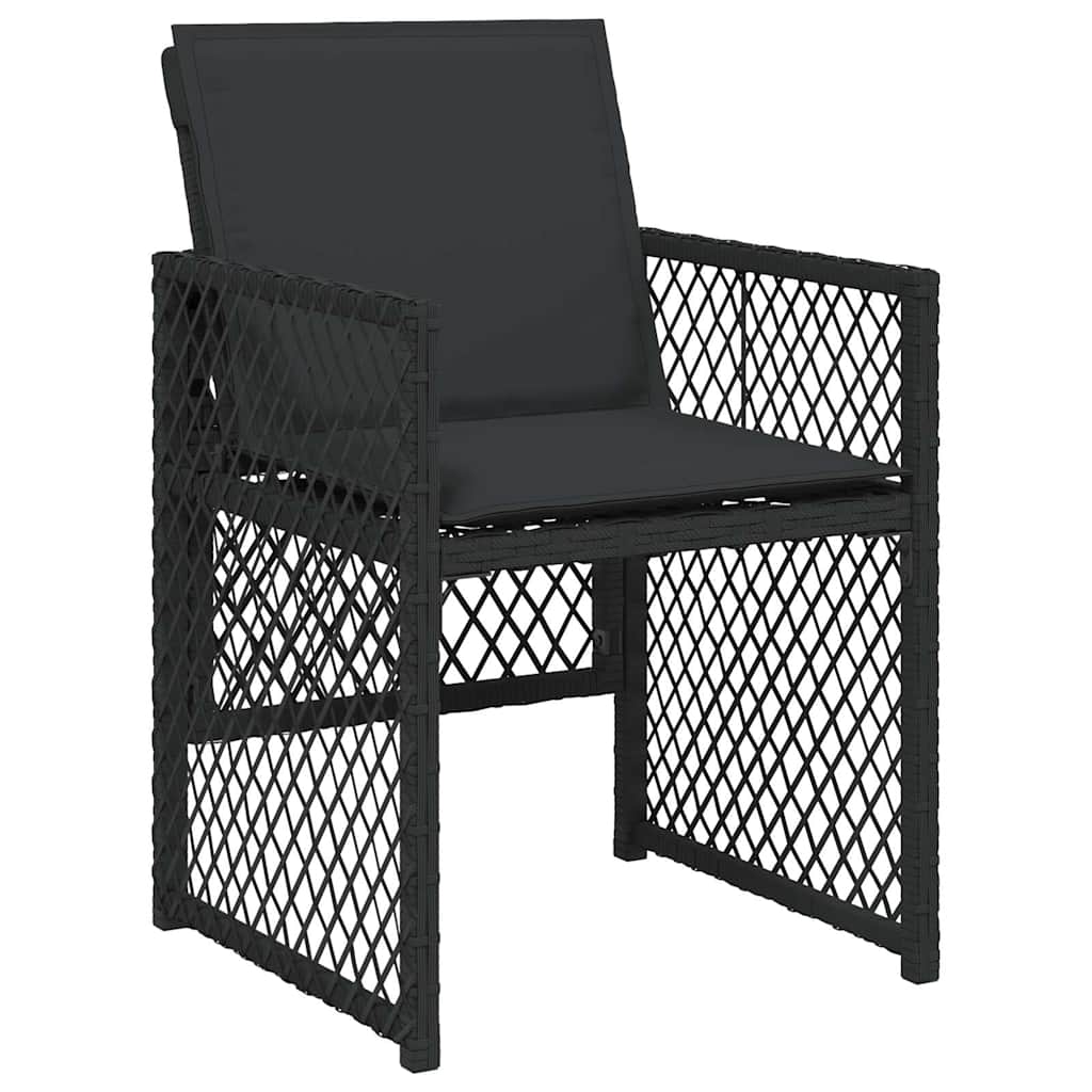 vidaXL 17 Piece Garden Dining Set with Cushions Black Poly Rattan 4