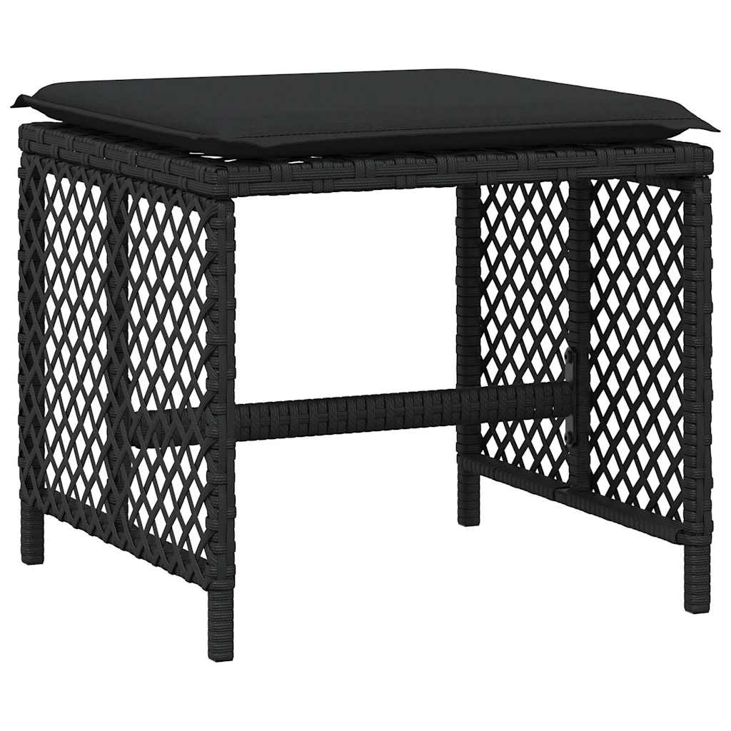 vidaXL 17 Piece Garden Dining Set with Cushions Black Poly Rattan 5