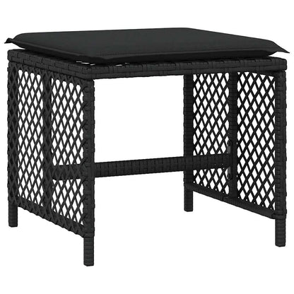 vidaXL 17 Piece Garden Dining Set with Cushions Black Poly Rattan 5