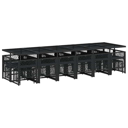 vidaXL 17 Piece Garden Dining Set with Cushions Black Poly Rattan 6