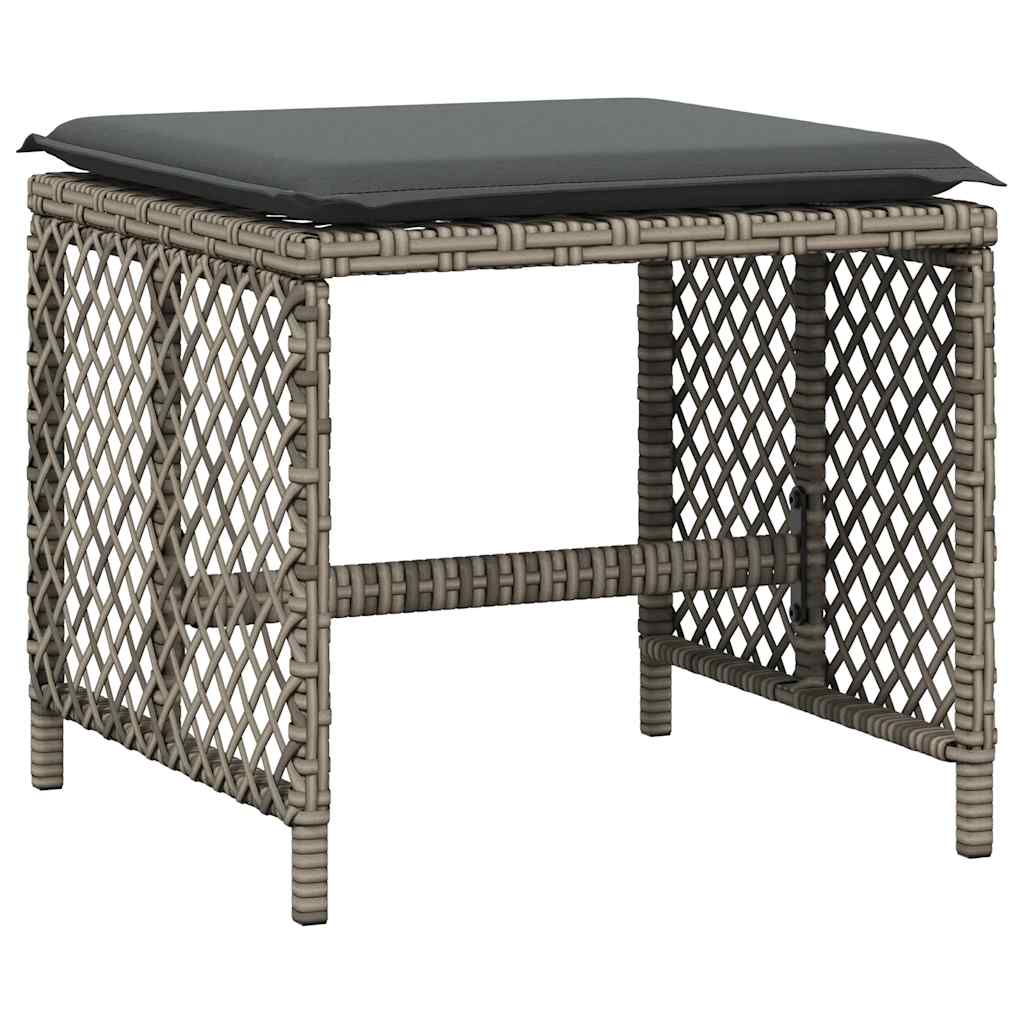 vidaXL 17 Piece Garden Dining Set with Cushions Grey Poly Rattan 5