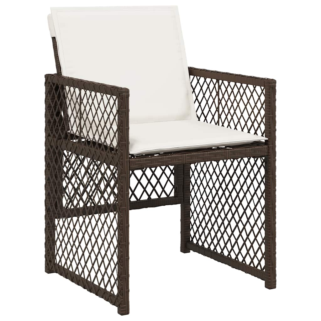 vidaXL 17 Piece Garden Dining Set with Cushions Brown Poly Rattan 4