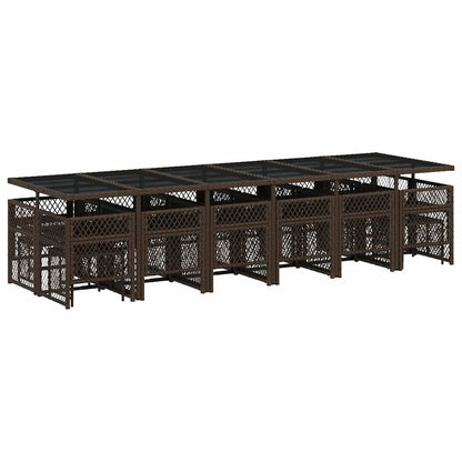 vidaXL 17 Piece Garden Dining Set with Cushions Brown Poly Rattan 6