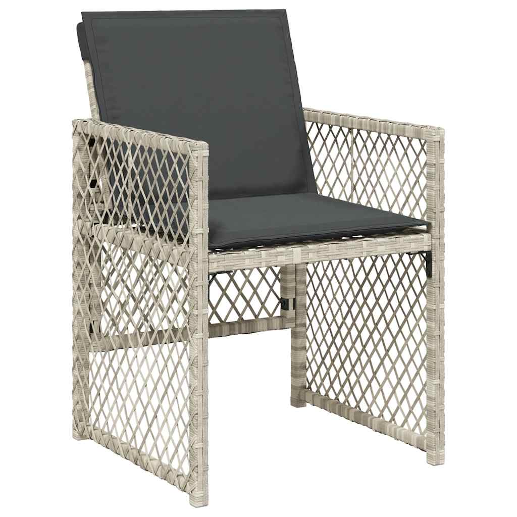 vidaXL 17 Piece Garden Dining Set with Cushions Light Grey Poly Rattan 4
