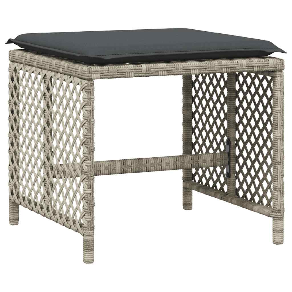 vidaXL 17 Piece Garden Dining Set with Cushions Light Grey Poly Rattan 5