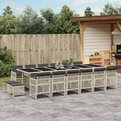 vidaXL 17 Piece Garden Dining Set with Cushions Light Grey Poly Rattan 1