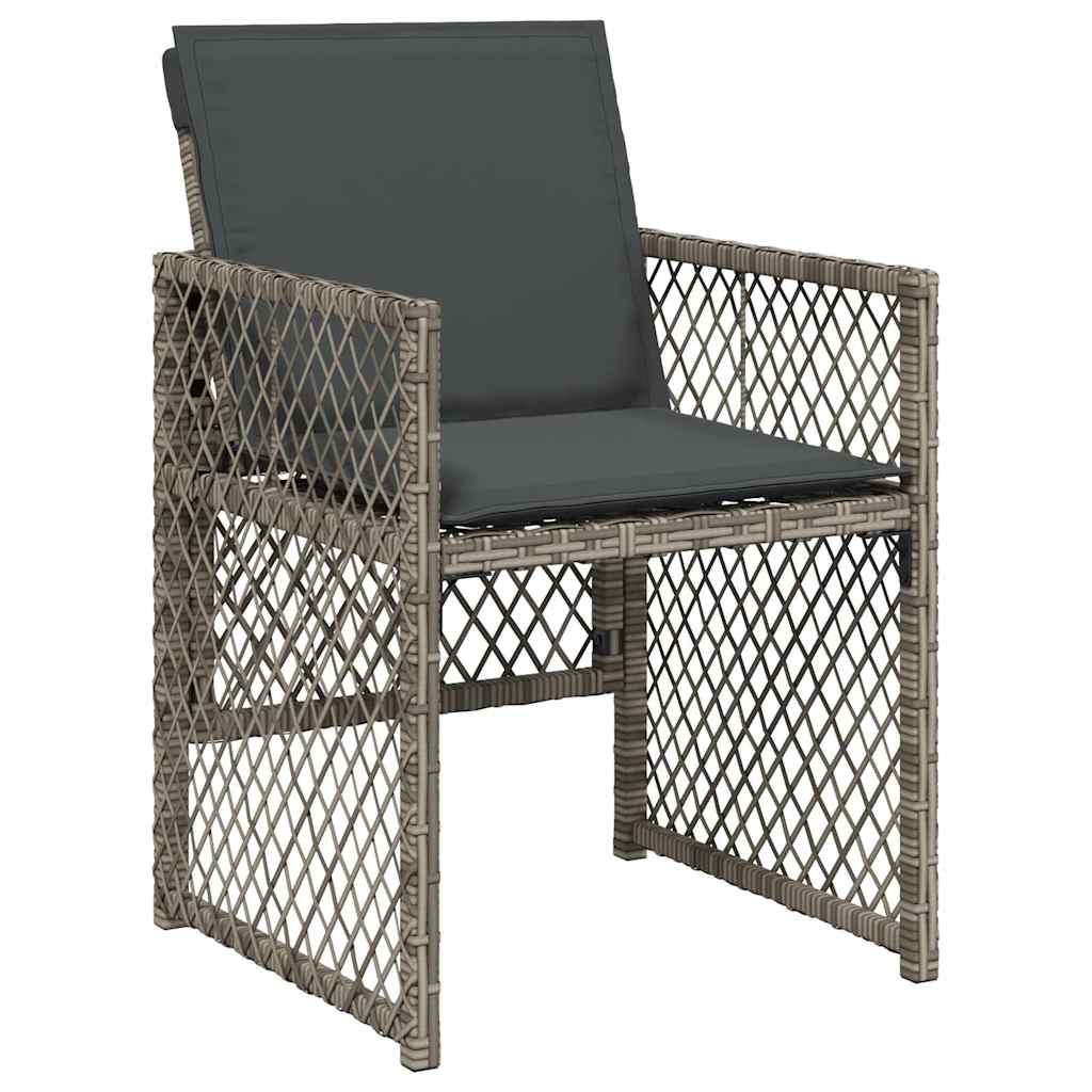 vidaXL 13 Piece Garden Dining Set with Cushions Grey Poly Rattan 4
