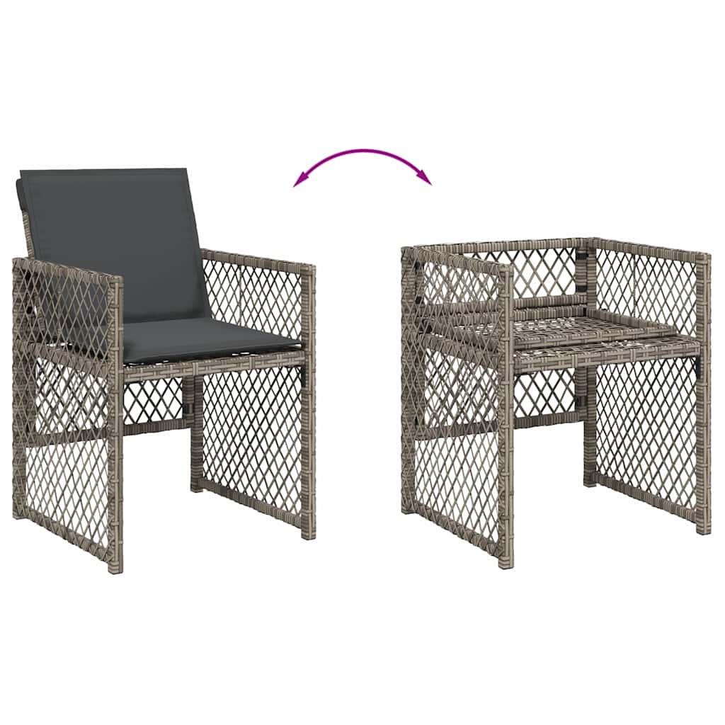 vidaXL 13 Piece Garden Dining Set with Cushions Grey Poly Rattan 5