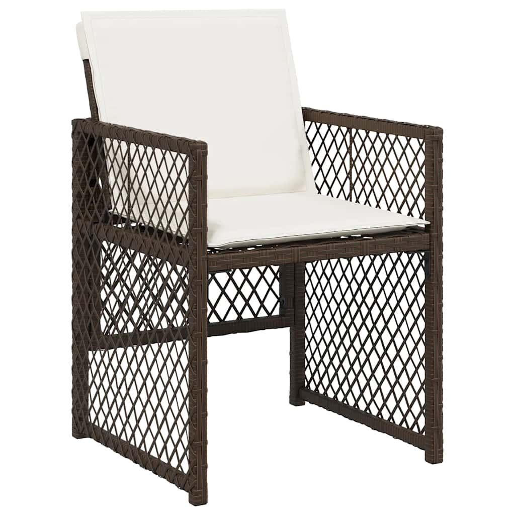 vidaXL 13 Piece Garden Dining Set with Cushions Brown Poly Rattan 4