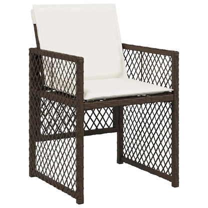 vidaXL 13 Piece Garden Dining Set with Cushions Brown Poly Rattan 4