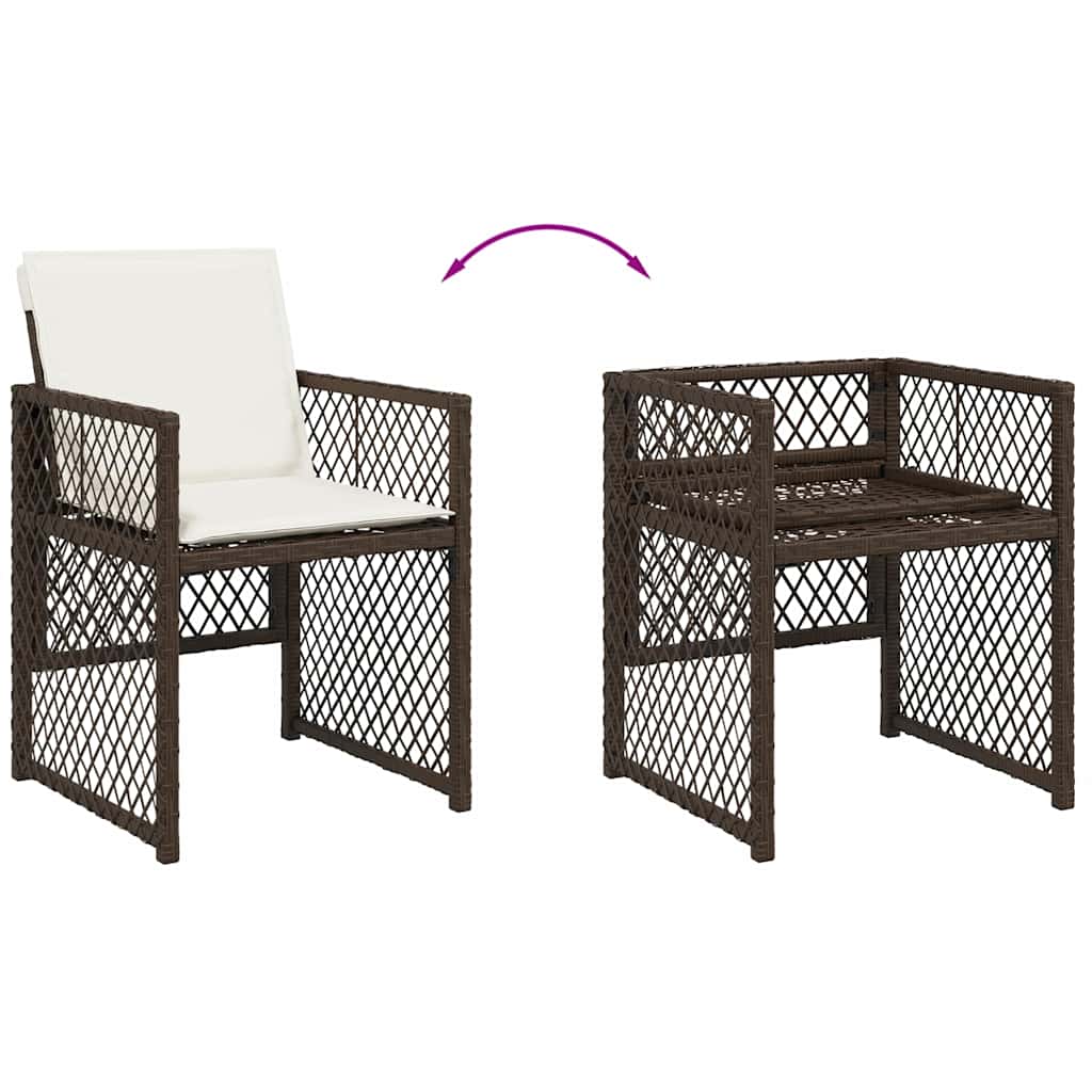 vidaXL 13 Piece Garden Dining Set with Cushions Brown Poly Rattan 5