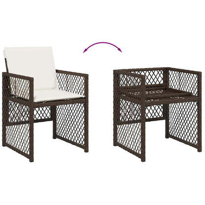 vidaXL 13 Piece Garden Dining Set with Cushions Brown Poly Rattan 5