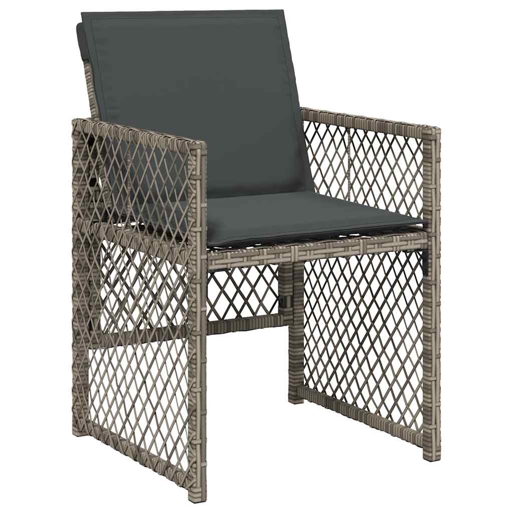 vidaXL 13 Piece Garden Dining Set with Cushions Grey Poly Rattan 3