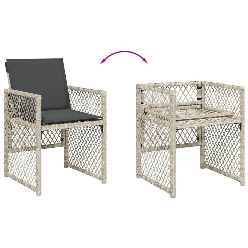 vidaXL 15 Piece Garden Dining Set with Cushions Light Grey Poly Rattan 5