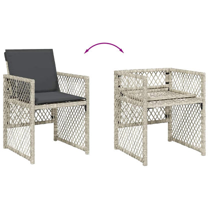 vidaXL 15 Piece Garden Dining Set with Cushions Light Grey Poly Rattan 5