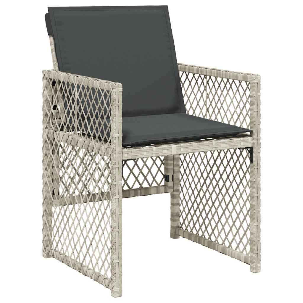 vidaXL 17 Piece Garden Dining Set with Cushions Light Grey Poly Rattan 3