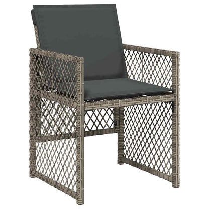 vidaXL 17 Piece Garden Dining Set with Cushions Grey Poly Rattan 3