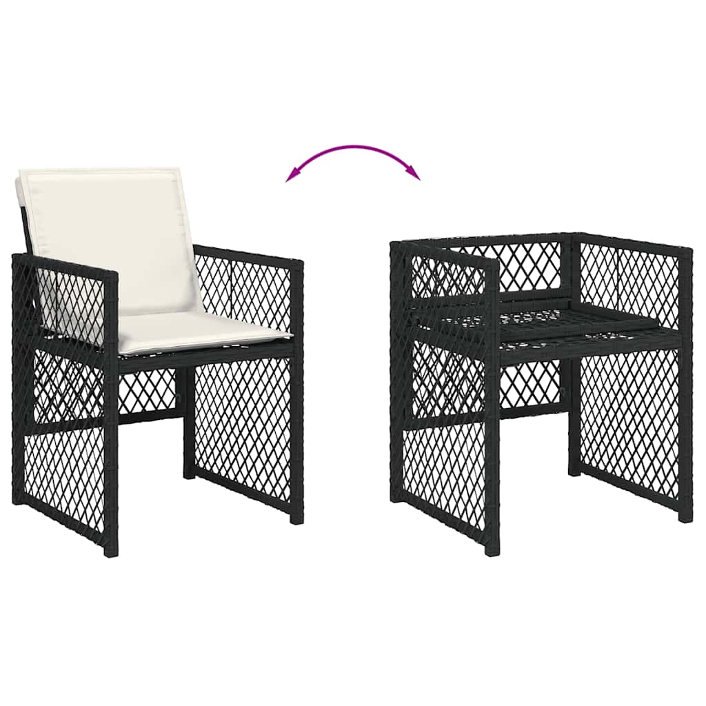 vidaXL 17 Piece Garden Dining Set with Cushions Black Poly Rattan 5