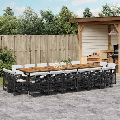 vidaXL 17 Piece Garden Dining Set with Cushions Black Poly Rattan 1