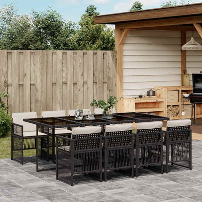 vidaXL 9 Piece Garden Dining Set with Cushions Poly Rattan Glass 8