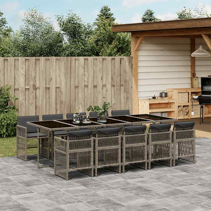 vidaXL 11 Piece Garden Dining Set with Cushions Mix Beige Poly Rattan 1