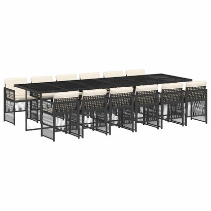 vidaXL 13 Piece Garden Dining Set with Cushions Black Poly Rattan 2