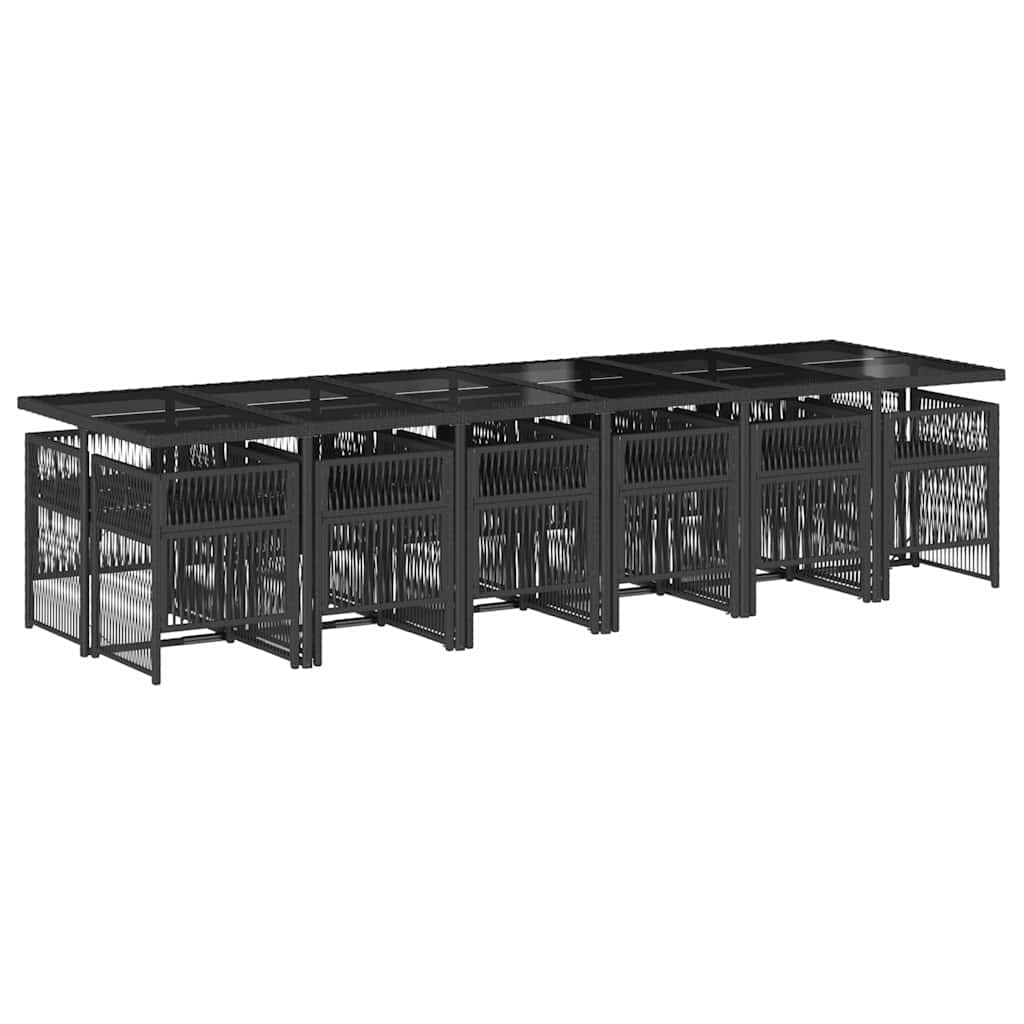 vidaXL 13 Piece Garden Dining Set with Cushions Black Poly Rattan 3