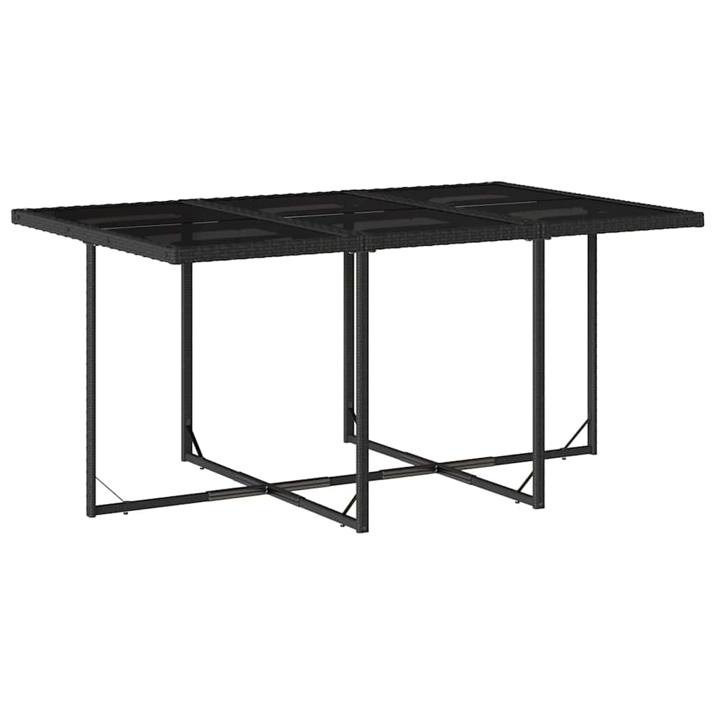 11 Piece Garden Dining Set with Cushions Poly Rattan Glass 10 pcs Black and cream