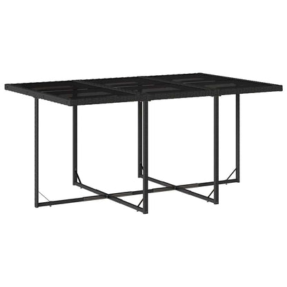 11 Piece Garden Dining Set with Cushions Poly Rattan Glass 10 pcs Black and cream