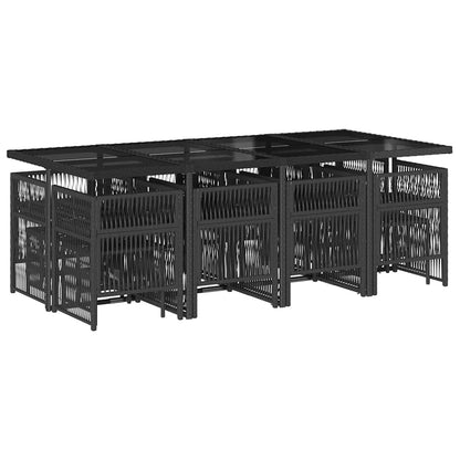 vidaXL 13 Piece Garden Dining Set with Cushions Black Poly Rattan 5