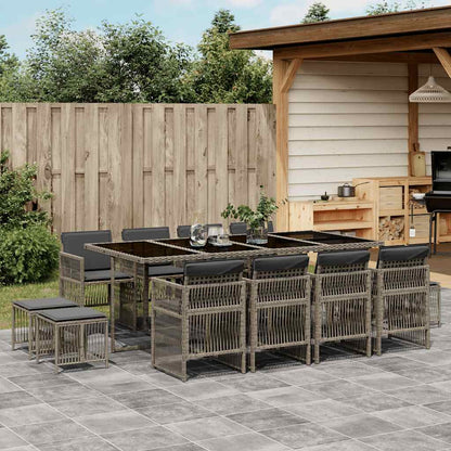 vidaXL 13 Piece Garden Dining Set with Cushions Grey Poly Rattan 1
