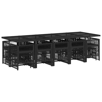 vidaXL 15 Piece Garden Dining Set with Cushions Black Poly Rattan 3