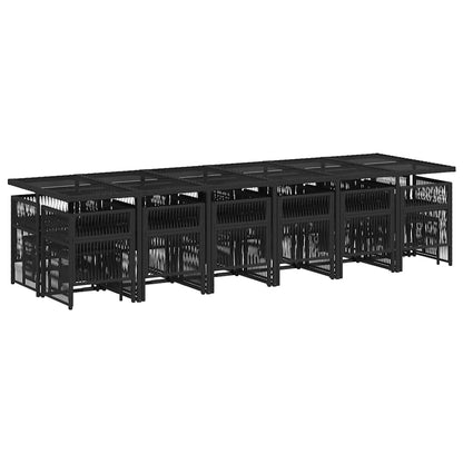 vidaXL 17 Piece Garden Dining Set with Cushions Black Poly Rattan 3