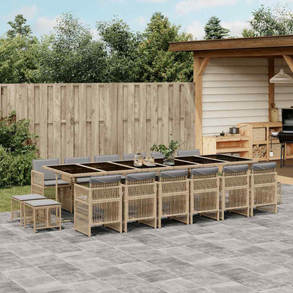 vidaXL 17 Piece Garden Dining Set with Cushions Mix Beige Poly Rattan 1