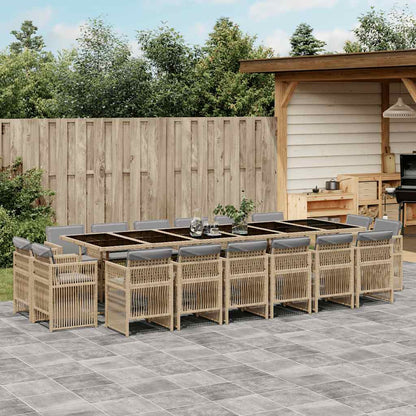 vidaXL 17 Piece Garden Dining Set with Cushions Mix Beige Poly Rattan 1