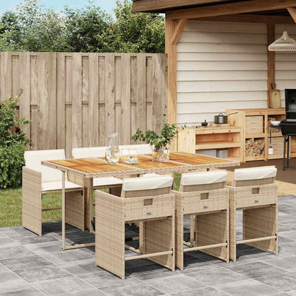 vidaXL 5 Piece Garden Dining Set with Cushions Poly Rattan Wood