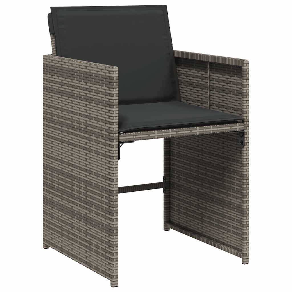 vidaXL 9 Piece Garden Dining Set with Cushions Grey Poly Rattan 5