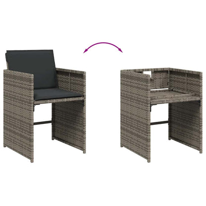 vidaXL 9 Piece Garden Dining Set with Cushions Grey Poly Rattan 6
